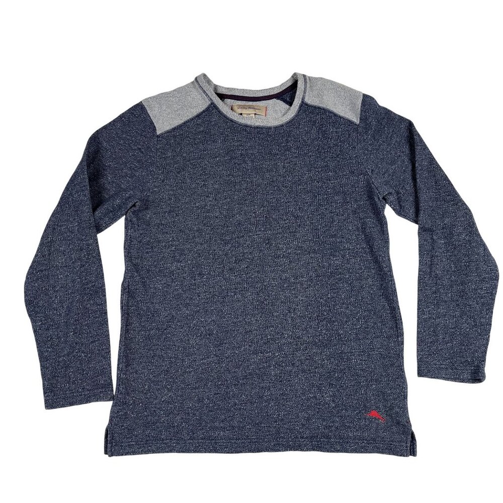 Tommy Bahama Shirt Mens Medium Blue Grey Crewneck Long Sleeve